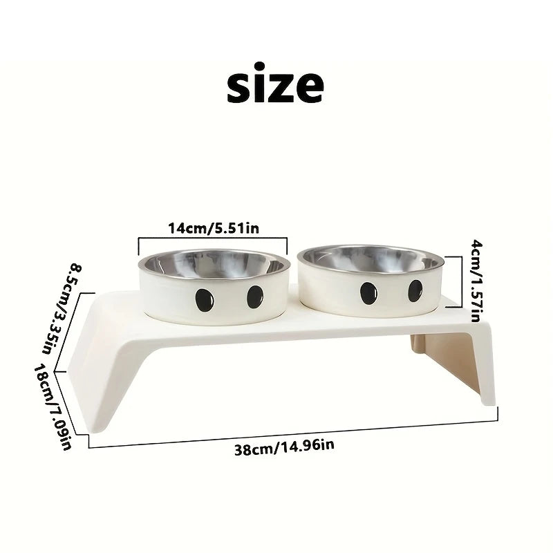 Elevated Pet Feeder - Raised Stand with Double Stainless Steel Food & Water Bowls for Dogs & Cats