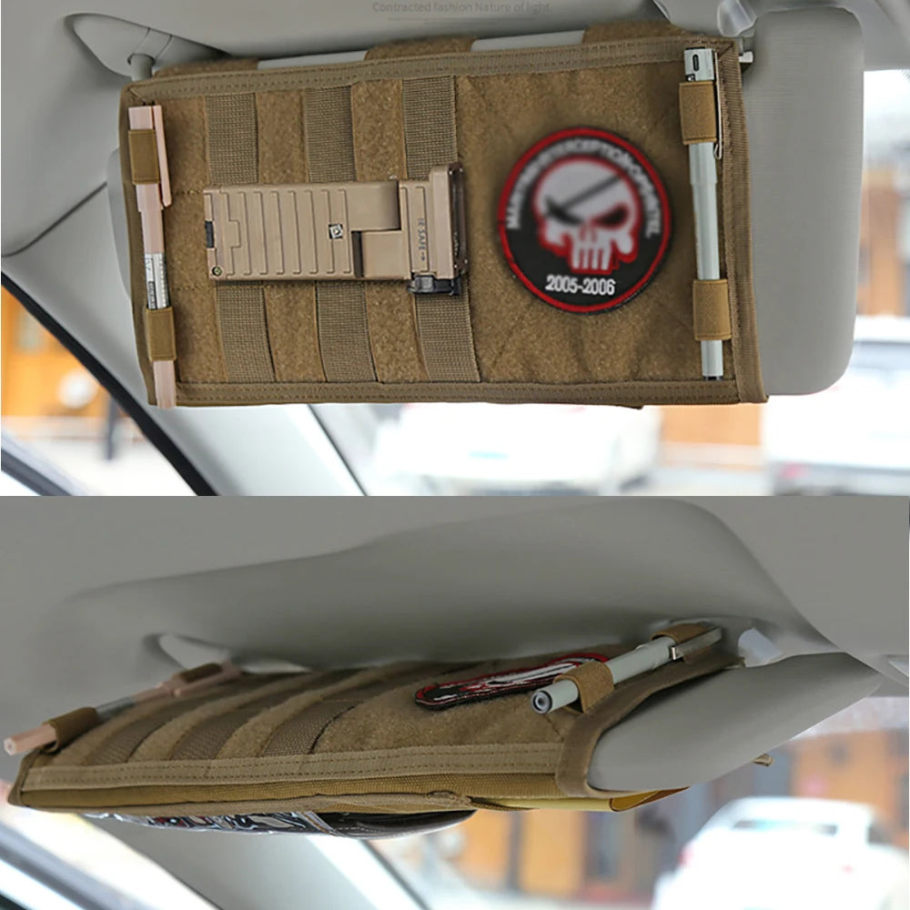 Car Sun Visor Organizer - Universal Molle Storage Clip for Sunglasses, Cards & Small Essentials