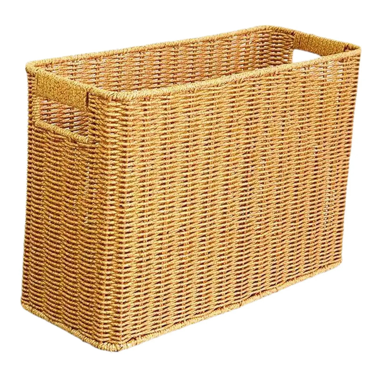 Resin Wicker Storage Basket - Tall Narrow Bin for Magazines & Toys