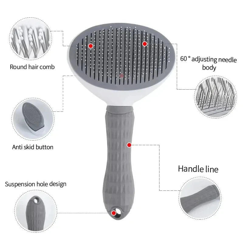 Self-Cleaning Pet Grooming Brush - Deshedding & Dematting Tool for Dogs & Cats